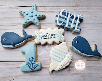 Beach, whale and one cookies (60 cookies)