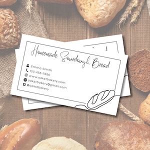 Tarjeta de presentación de masa madre; Información de panadería; Tarjeta de presentación de panadero casero, plantilla imprimible; Panes De Pan Caseros; Descarga digital EDITABLE
