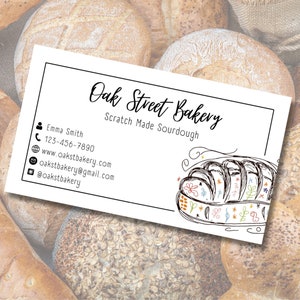 Tarjeta de presentación de masa madre; Información de panadería; Tarjeta de presentación de panadero casero, plantilla imprimible; Panes De Pan Caseros; Descarga digital EDITABLE