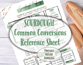Fiche de référence sur les conversions courantes de cuisson au levain ; Guide d'équivalence des ingrédients du pain ; Cuisson par poids pour le nouveau boulanger ; Impression numérique