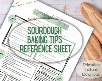 Sourdough Baking Tips Reference Sheet; Sourdough Starter Helpful Tips; Bread Baking Quick Guide For New Baker; Printable Instant Download