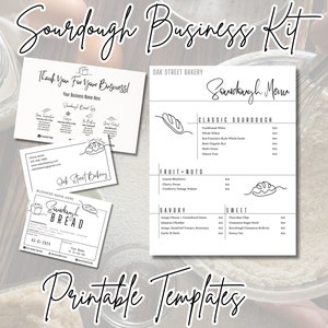 Sourdough Bread Business Kit For Home Baker or Bakery; Price List & Bread Menu; Business Card; Ingredient Label; Care Card; Digital Template