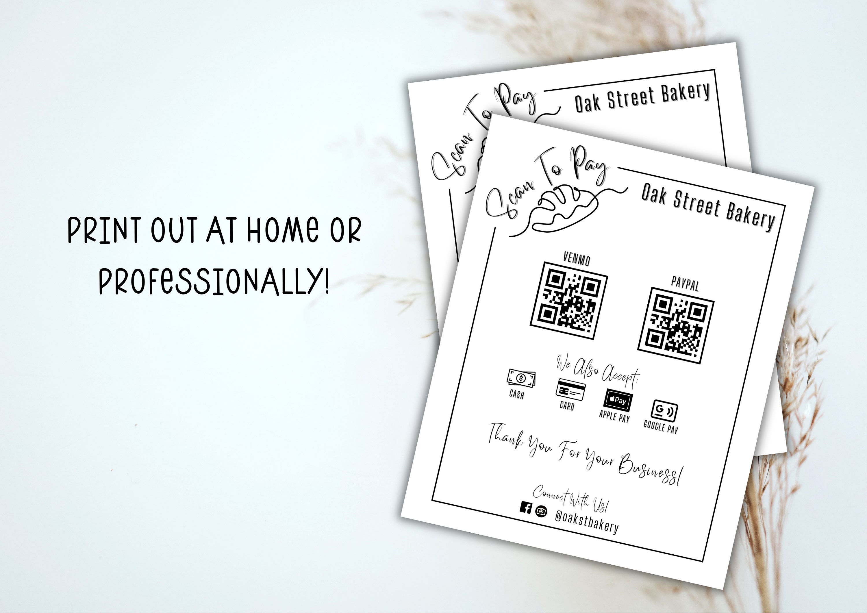 Scan to Pay Sign, Sourdough Bakery QR Code Template; Home Baker Venmo ...