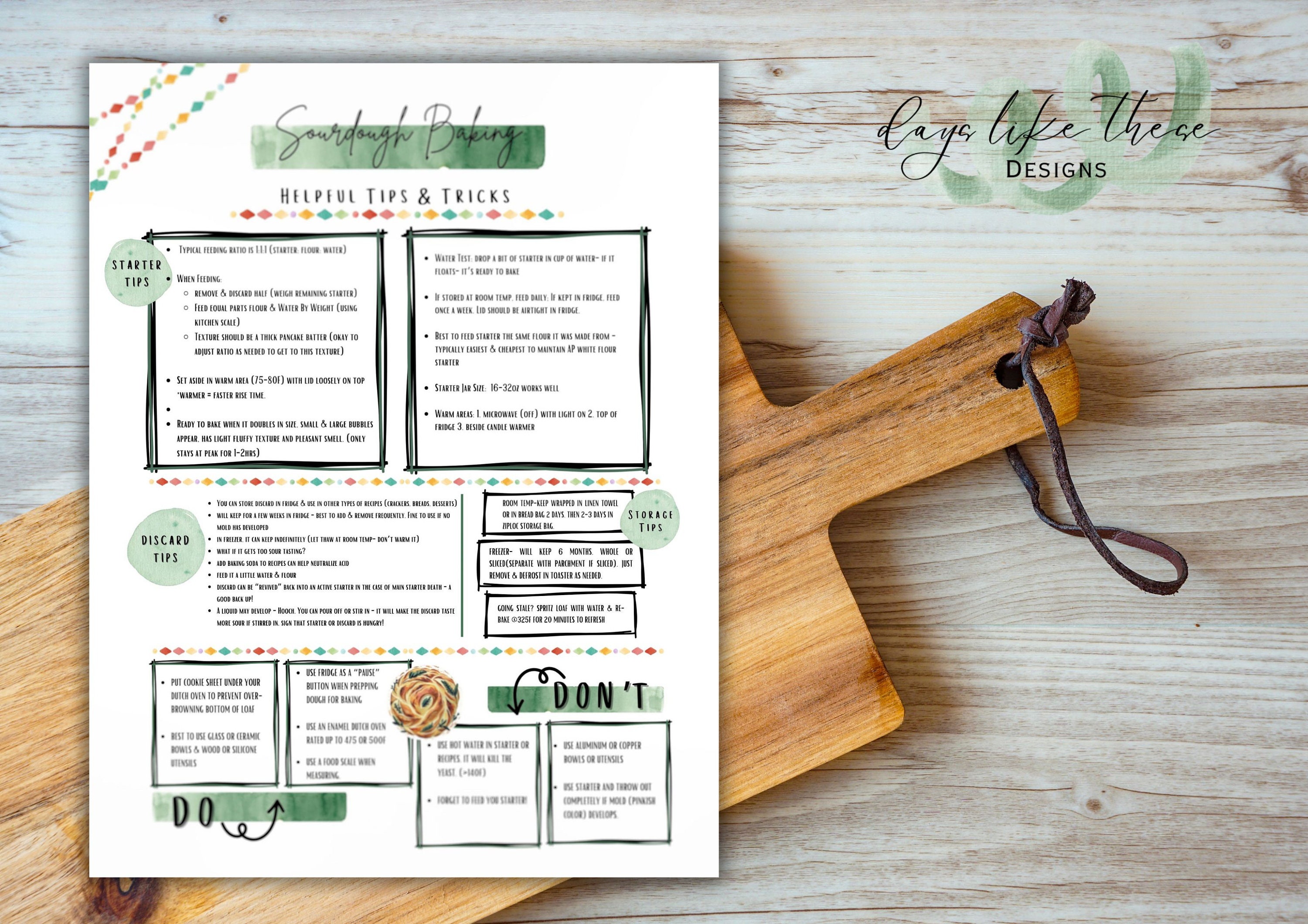 Sourdough Baking Tips Reference Sheet; Sourdough Starter Helpful Tips ...