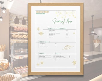 Winter Sourdough Bread Menu, Seasonal Pricing & Options List; Custom Bread Menu; Home Baker or Bakery; Printable Template; EDITABLE Download