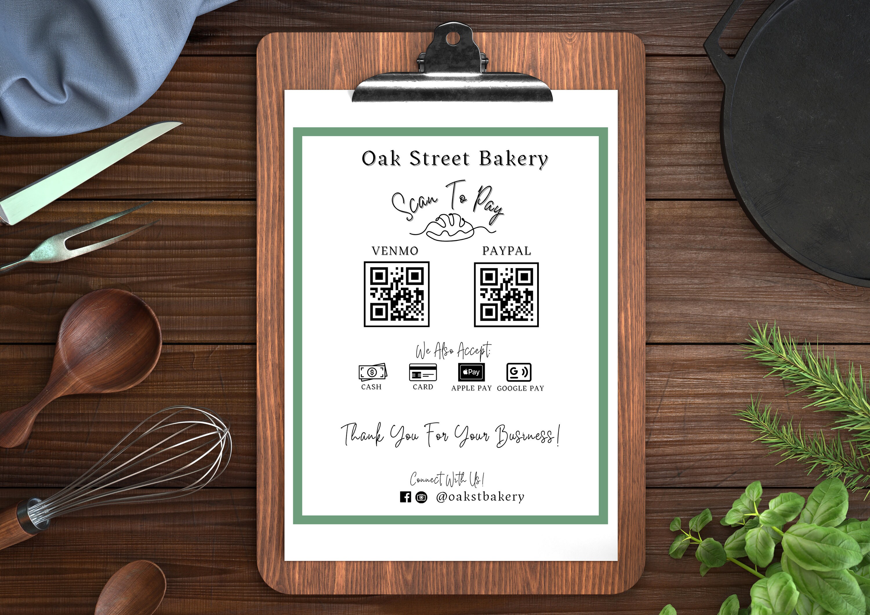 Scan to Pay Sign, Sourdough Bakery QR Code Template; Home Baker Venmo ...