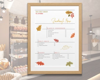 Fall Sourdough Bread Menu, Seasonal Pricing & Options List; Custom Bakery Menu; Home Baker or Bakery; Printable Template; EDITABLE Download