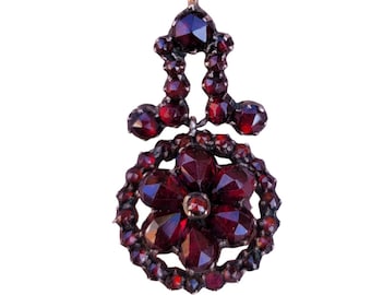 Antieke Victoriaanse boho-granaat bloemenhanger