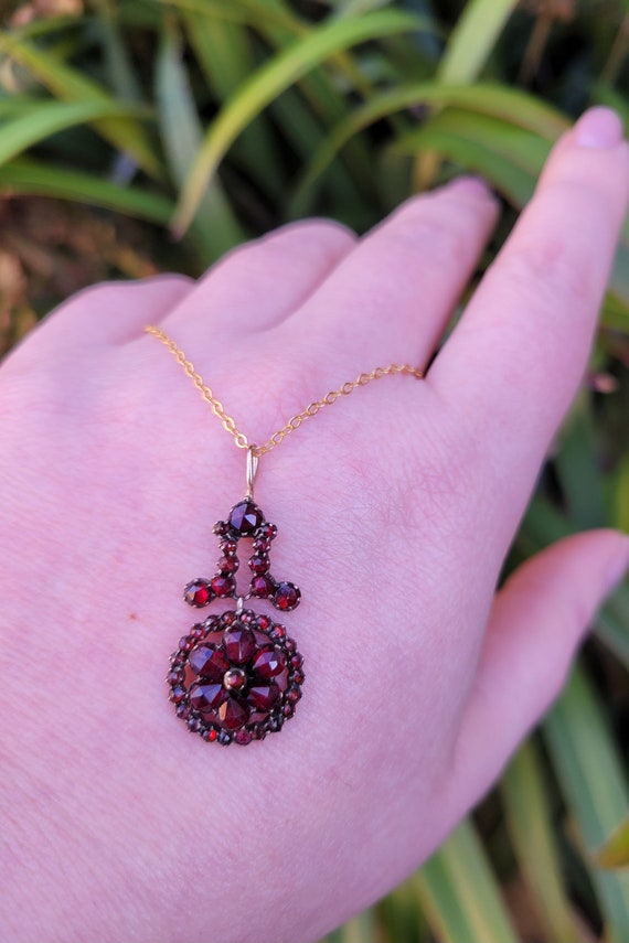 Antique Victorian Bohemian Garnet flower pendant - image 6