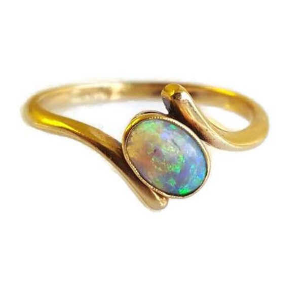 Viktorianische schwarze Opal Gold Solitär-Ring