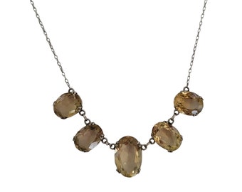 Art Deco Sterling Silver and Natural Citrine necklace. Fine jewellery