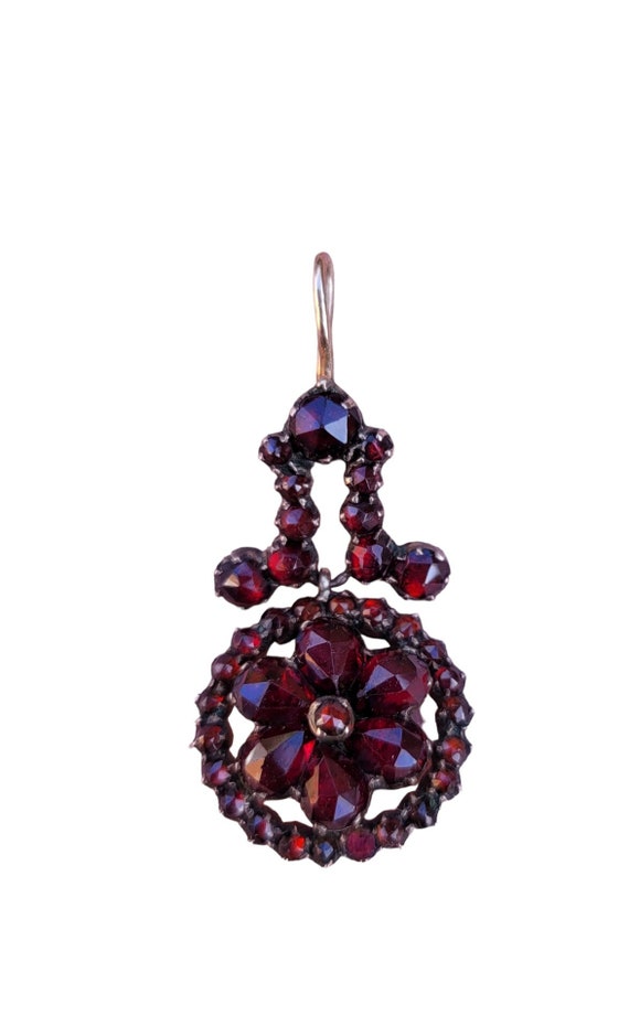 Antique Victorian Bohemian Garnet flower pendant - image 4