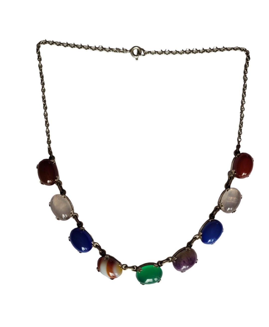 Vintage Scottish Silver, Quartz and Agate Necklace. Fine Jewelry Etsy