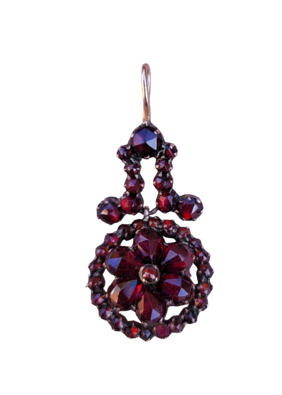 Antique Victorian Bohemian Garnet flower pendant - image 1