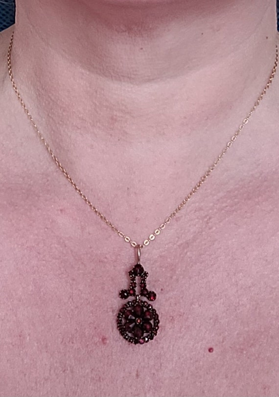 Antique Victorian Bohemian Garnet flower pendant - image 7