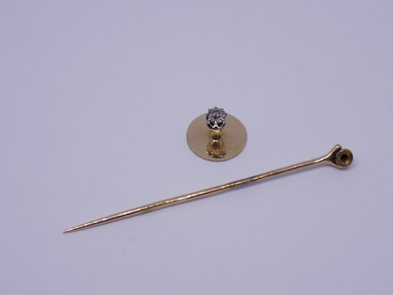 Edwardian Diamond 18 Karat Gold shirt stud stick … - image 3
