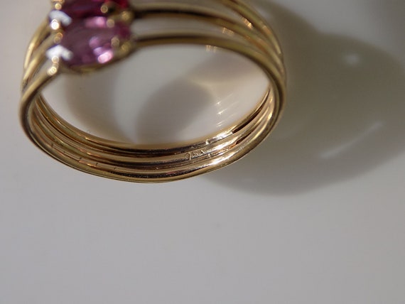 Vintage 18CT Gold Garnet Harem Style Ring - image 6