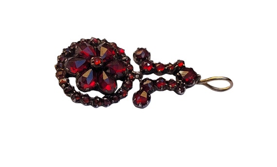 Antique Victorian Bohemian Garnet flower pendant - image 2