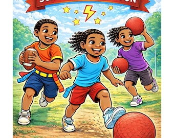 Libro para colorear Melanin Magic: Diversión escolar y deportiva