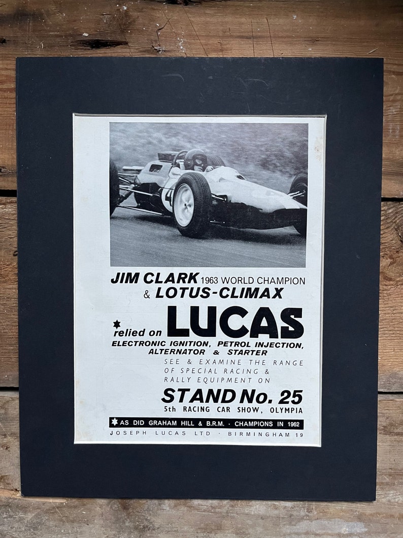 Vintage Jim Clark Lucas advertising print 1963 image 3