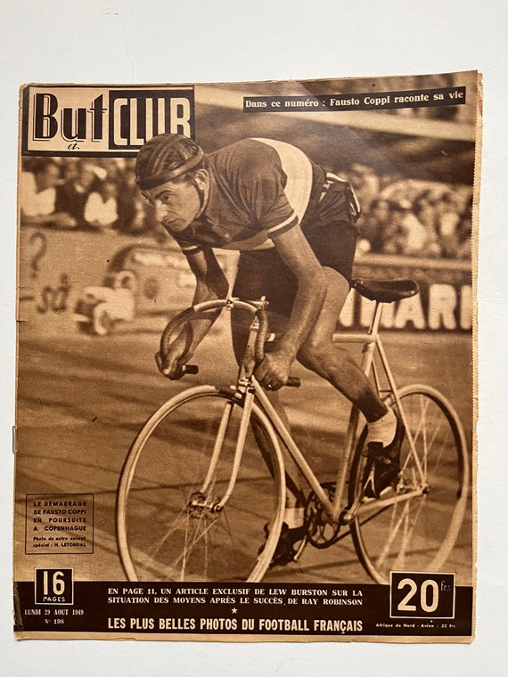 Fausto Coppi Original Vintage Track Cycling Print 1949
