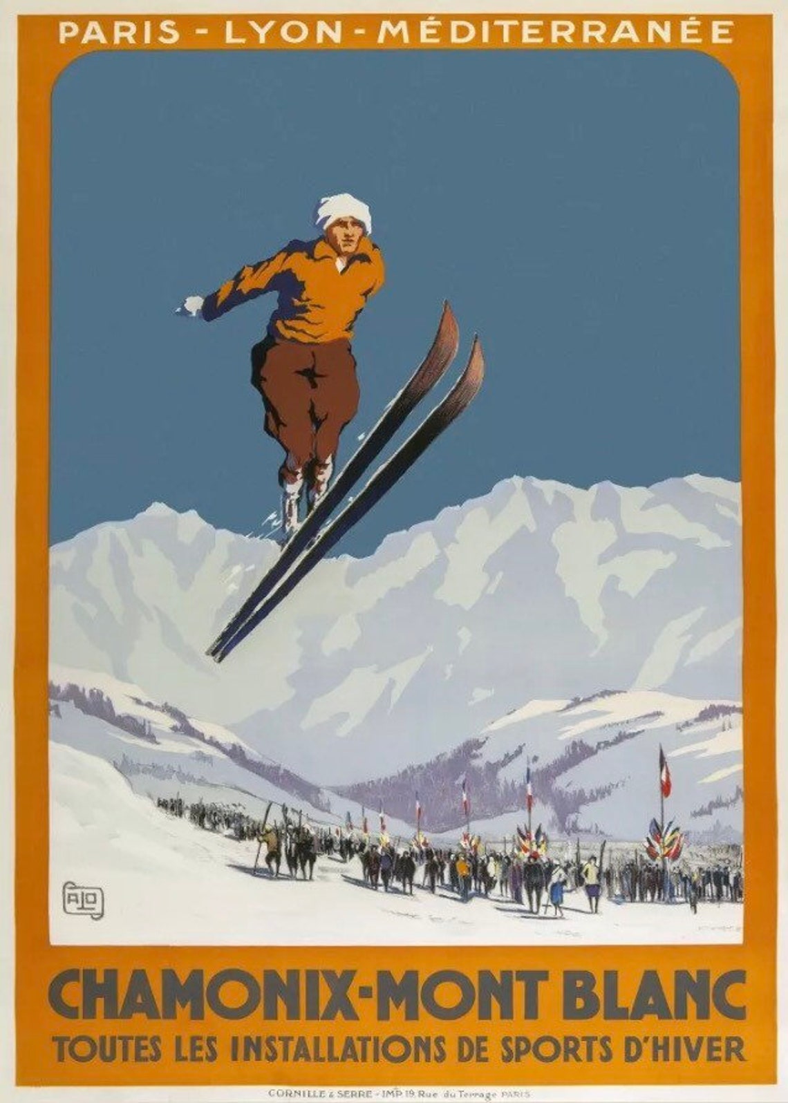 1930s Vintage Chamonix French Ski Resort Poster Etsy