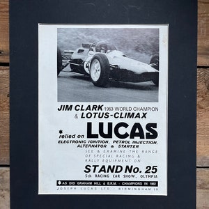 Vintage Jim Clark Lucas advertising print 1963 image 4