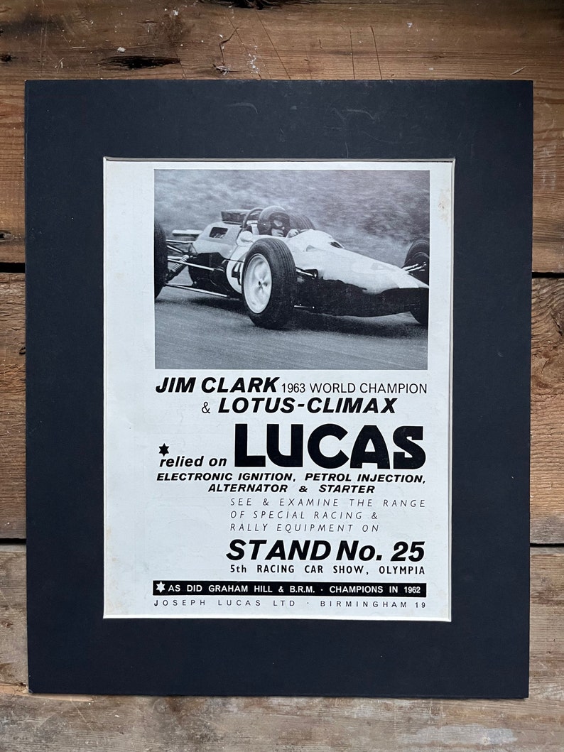 Vintage Jim Clark Lucas advertising print 1963 image 4