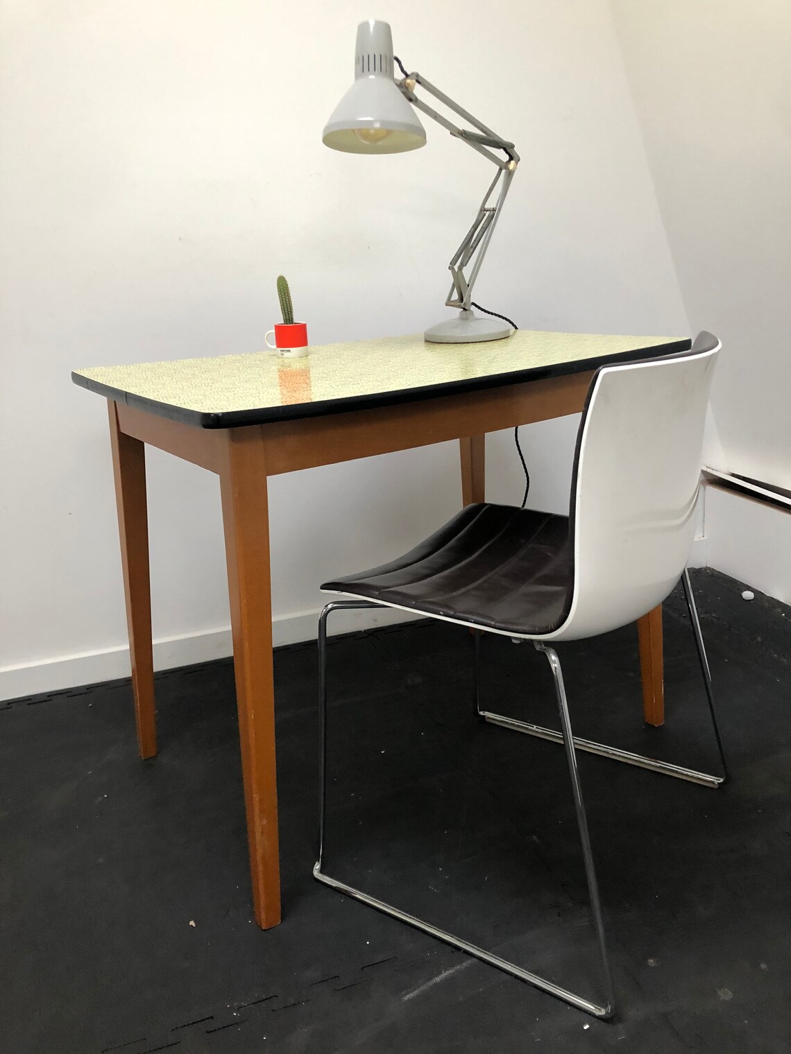 1960s Formica kitchen / dining table / desk yellow / black Etsy