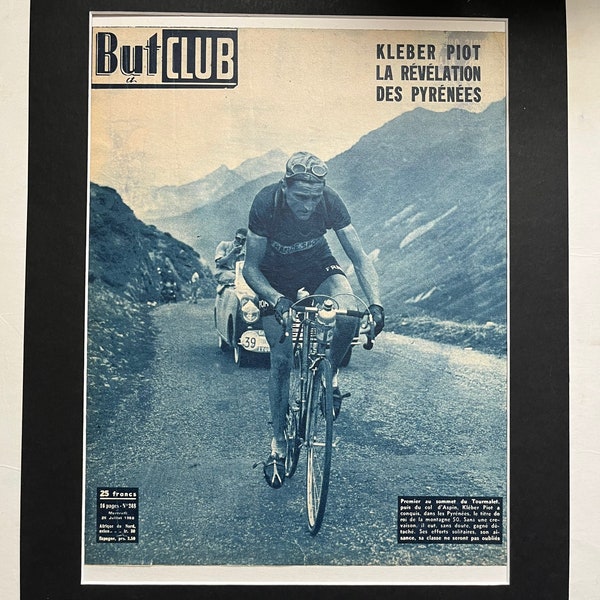 Original vintage Tour de France Tourmalet tirage cycliste 1948 Kleber Piot