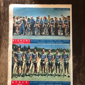 1954 Fausto Coppi Bianchi / Atala teams original vintage cycling print
