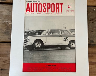 vintage Autosport print 1964 vintage Lotus Cortina Mk1 Rally car