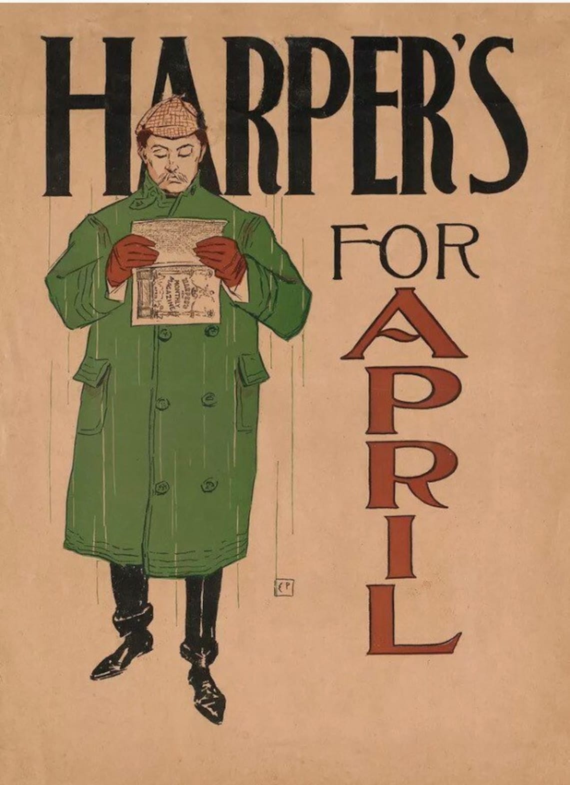 Harpers Edward Penfield 1897 Art Nouveau Magazine Cover Etsy
