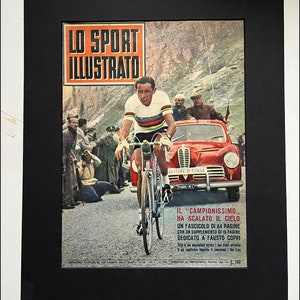 1953 Fausto Coppi Bianchi original vintage cycling print