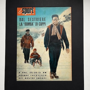 Fausto Coppi rare original vintage print 1953 - Winter sports