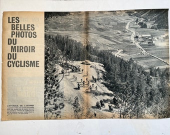 Original vintage cycling print 1960s Tour de France Col D’Izoard