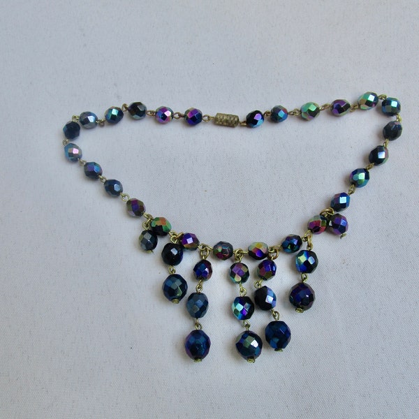 Old carnival glass bead necklace