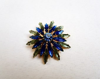 Magnificent, old rhinestone brooch - multicolored