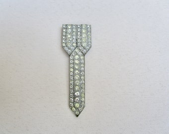 Großer Art deco Strasskleiderclip