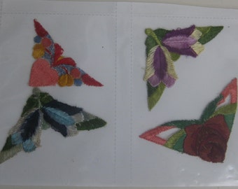 old Silk embroidery paintings - flowers