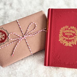 Charles Dicken’s A Christmas Carol 1894 First Edition Reproduction with Gift Wrapping Wax Seal - Vintage Holiday Book Gift