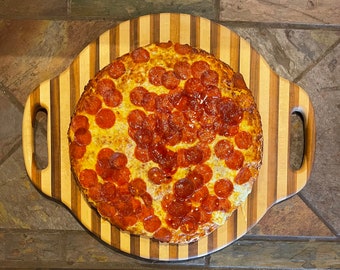Tabla para cortar, tabla para pizza de 20", nogal y arce