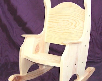 Child's Rocking Chair, Unfinished Pine w/o Hearts