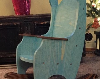 Child's Rocking Chair, Pine, You Choose Colors (with or without hearts cutout in back and sides)