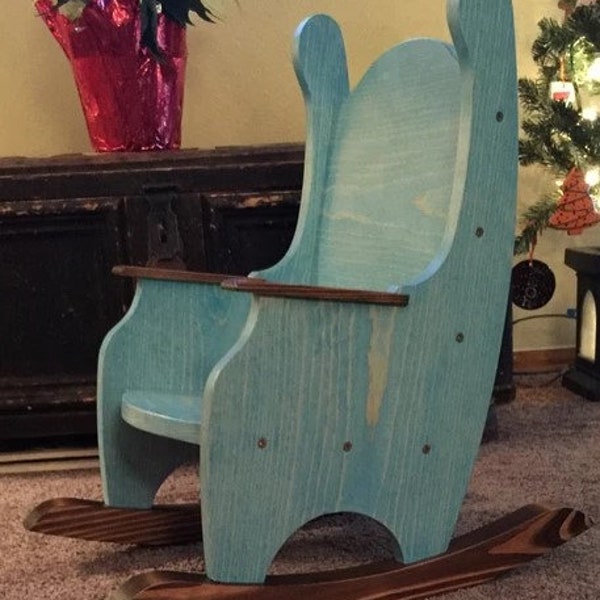 Child's Rocking Chair, Pine, You Choose Colors (with or without hearts cutout in back and sides)