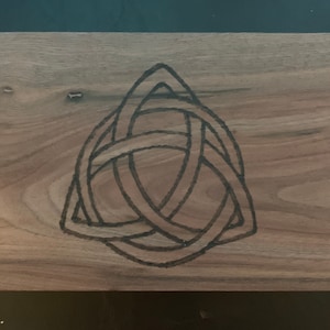 Walnut Storage Box with Triquetra Burned into Top