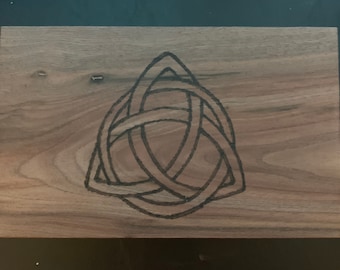 Walnut Storage Box with Triquetra Burned into Top