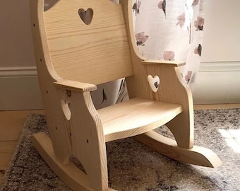 Child's Rocking Chair, Unfinished Pine w/Hearts