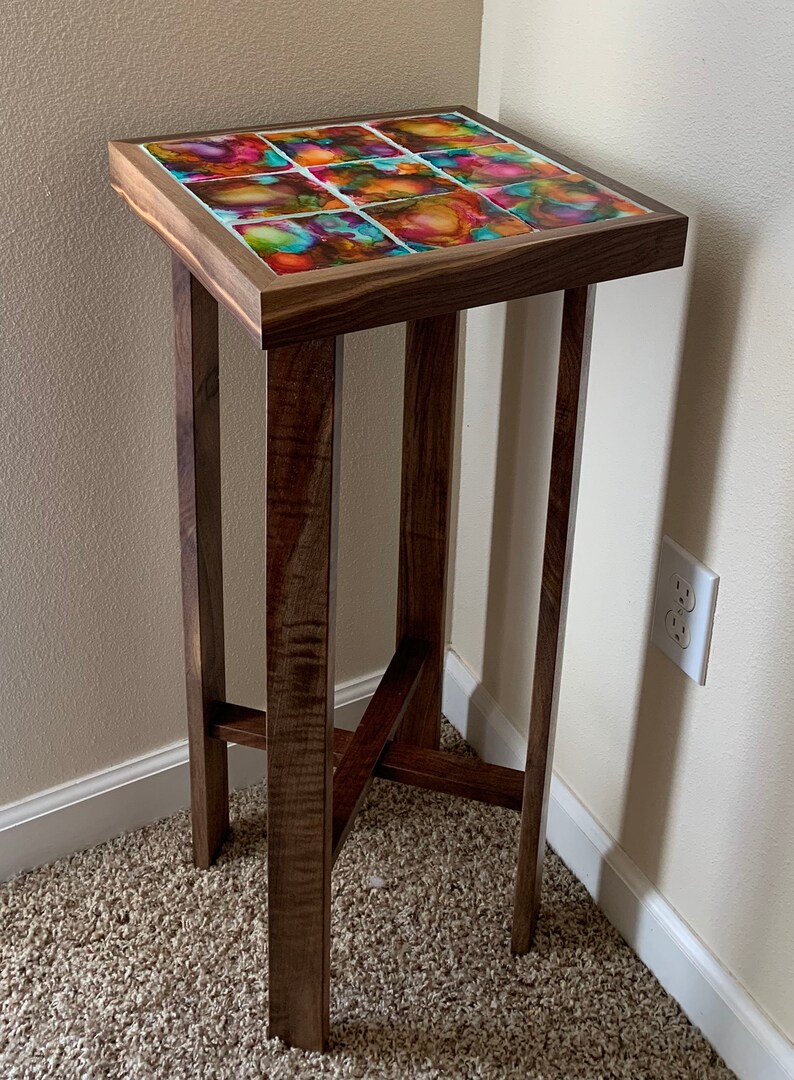 Lamp/plant Stand Table Custom Tiles Etsy
