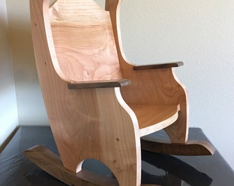 Child's Rocking Chair, Solid Pacific North West Maple with Black Walnut